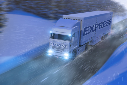 photo of Lorry in the snow (night)