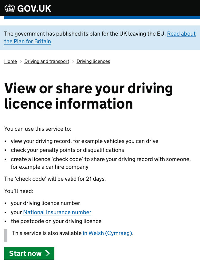 View your drivers licence